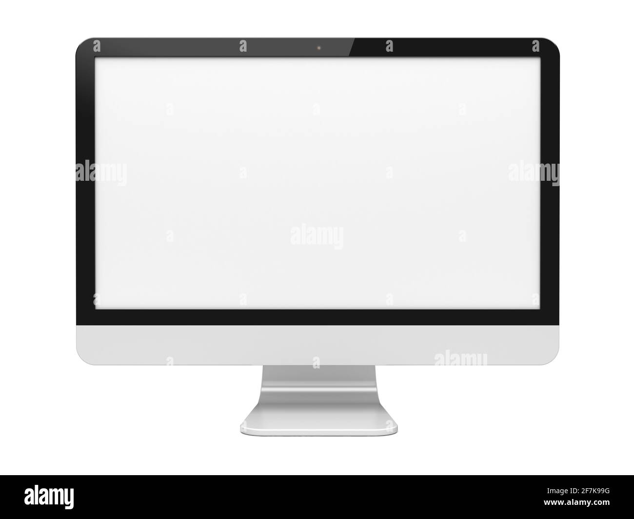 Computer-breiter Monitor mit leerem Bildschirm. Isoliert auf einem weißen. 3d-Bild Stockfoto