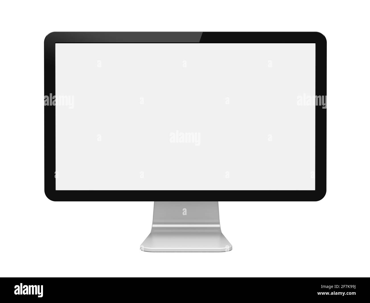 Computer-breiter Monitor mit leerem Bildschirm. Isoliert auf einem weißen. 3d-Bild Stockfoto