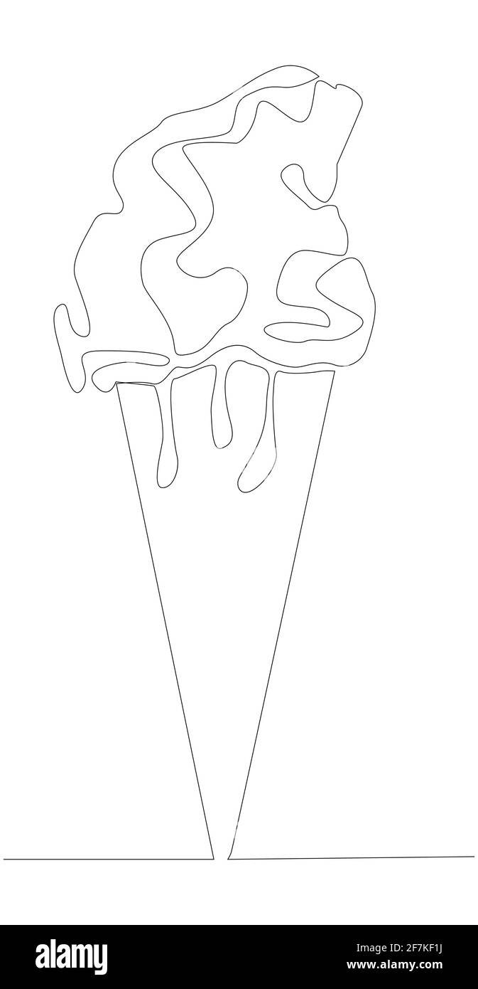 Selbstzeichnung Animation einer Linienzeichnung des isolierten Objekts - Eiskegel. Stock Vektor