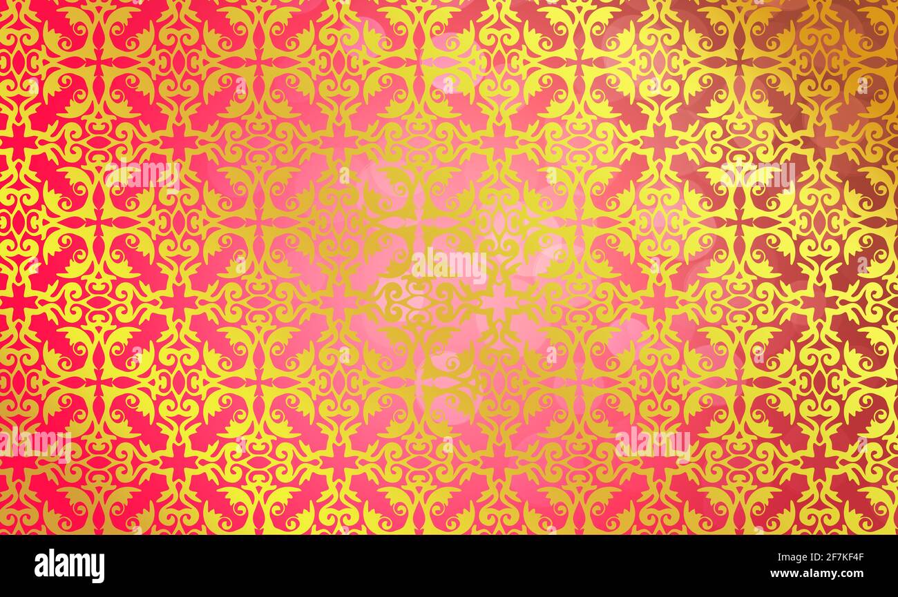 Hintergrund Vorlage Muster Struktur floral Ornament Gold glänzend rot rosa Schillernd Mitte hell Schönheit Tapete Barock Rokoko Art nouveau victori Stockfoto
