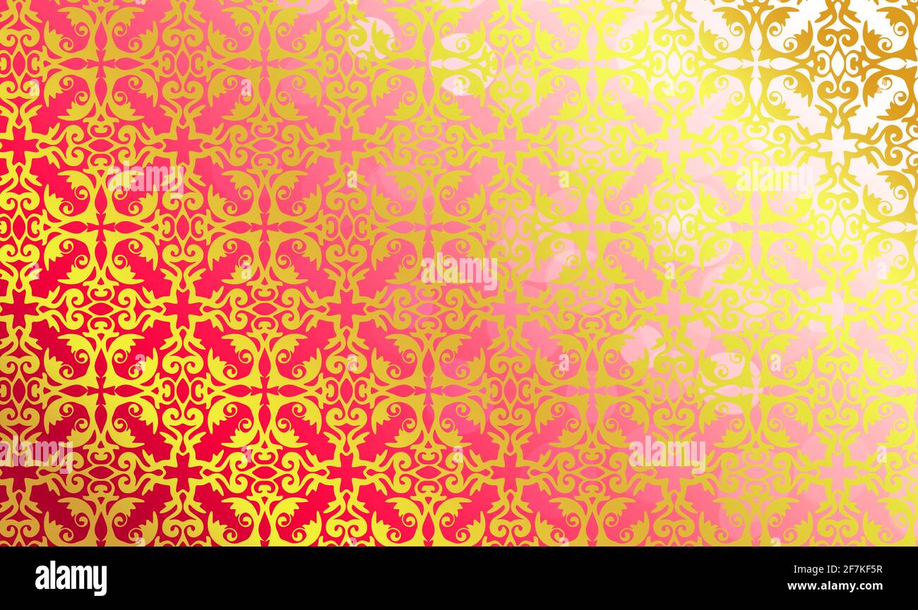Hintergrund Vorlage Muster Struktur floral Ornament Gold glänzend rot rosa Schillernd Mitte hell Schönheit Tapete Barock Rokoko Art nouveau victori Stockfoto