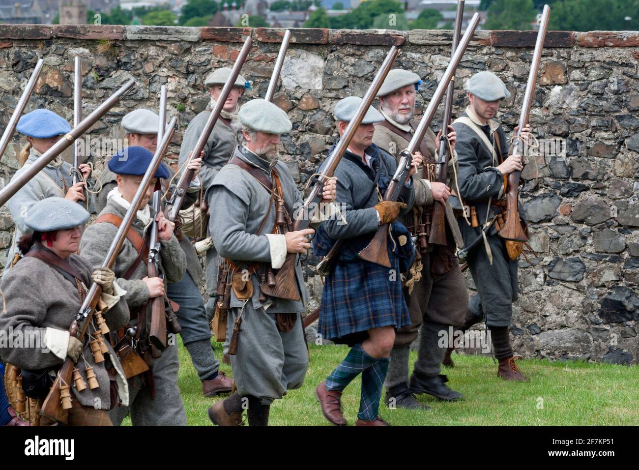 Sealed Knot-Ausstellung im Dumbarton Castle, Schottland Stockfoto