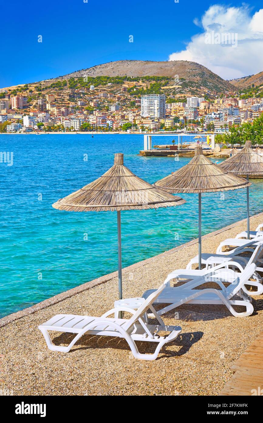 Albanien - Saranda resort Strand Stockfoto