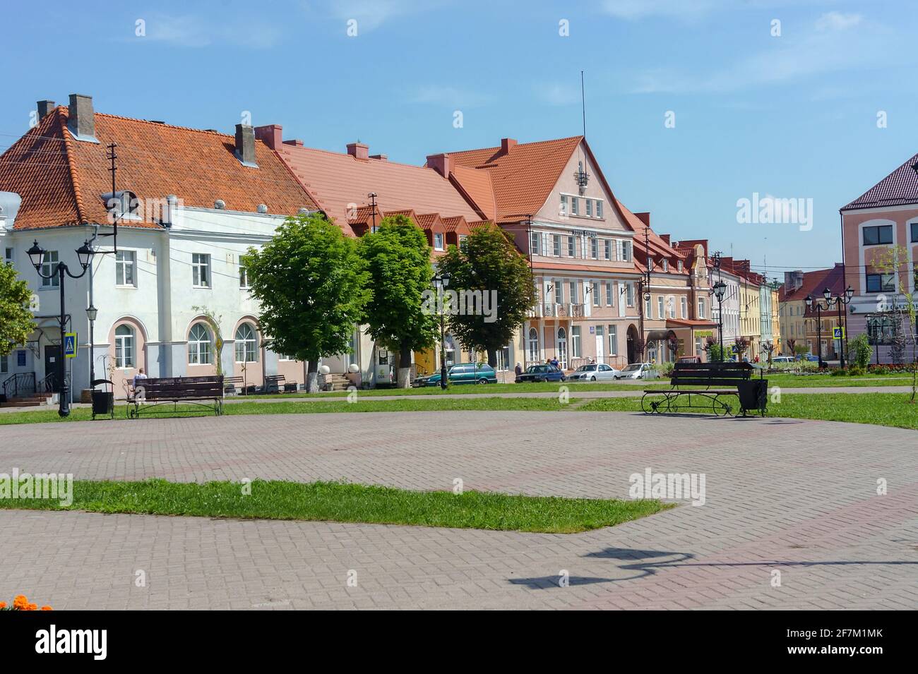 Ein Komplex von Gebäuden aus vier Häusern, in den späten XIX gebaut - Anfang XX Jahrhundert. Alte deutsche Häuser. Ozersk (Darkehmen, Angerapp), Russland Stockfoto