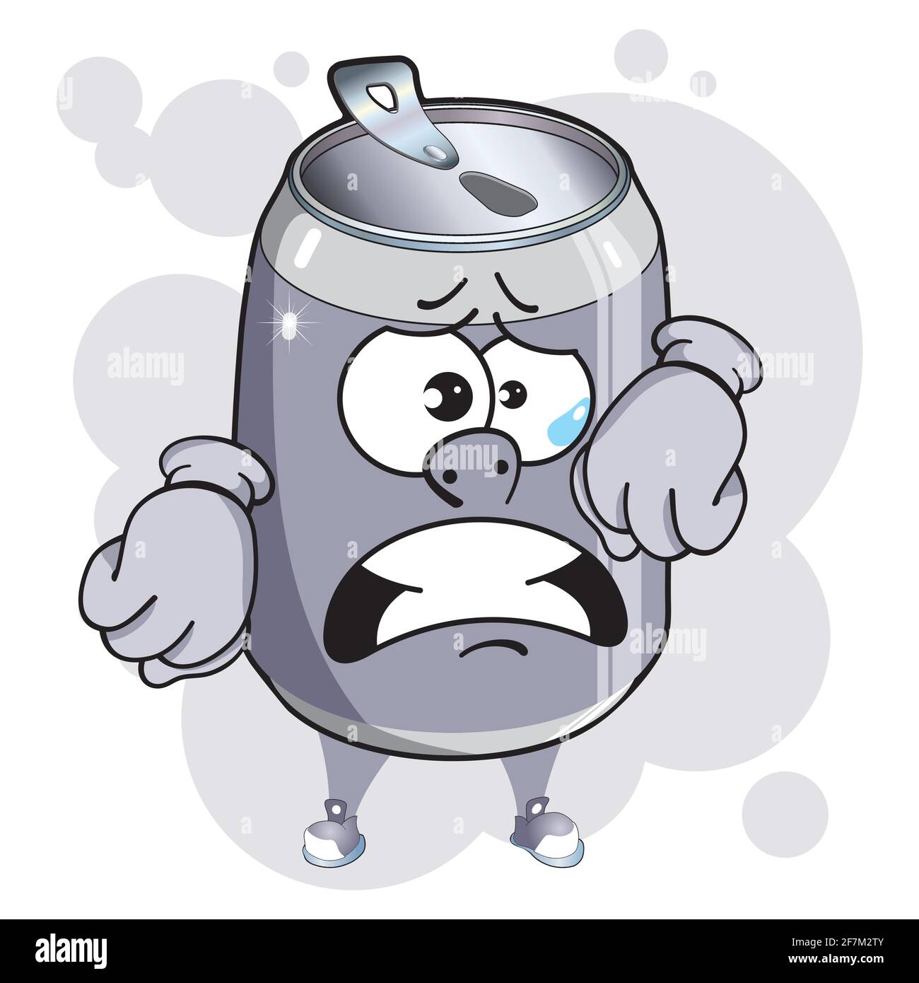 Aluminium kann Cartoon Maskottchen. Bild von lustigen, hellen Dose mit kohlensäurehaltigen Getränken. Trinken, Limonade, Cola, Bier. Stock Vektor