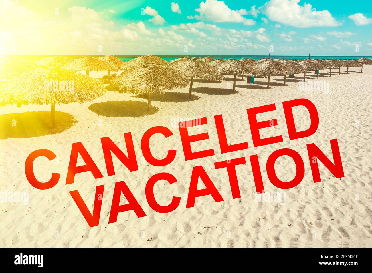 Das Coronavirus verursacht die weltweite Annullierung von Flügen und Urlauben. Welttourismuskrise durch Coronavirus-Ausbruch verursacht. Urlaub storniert Anmeldung Stockfoto