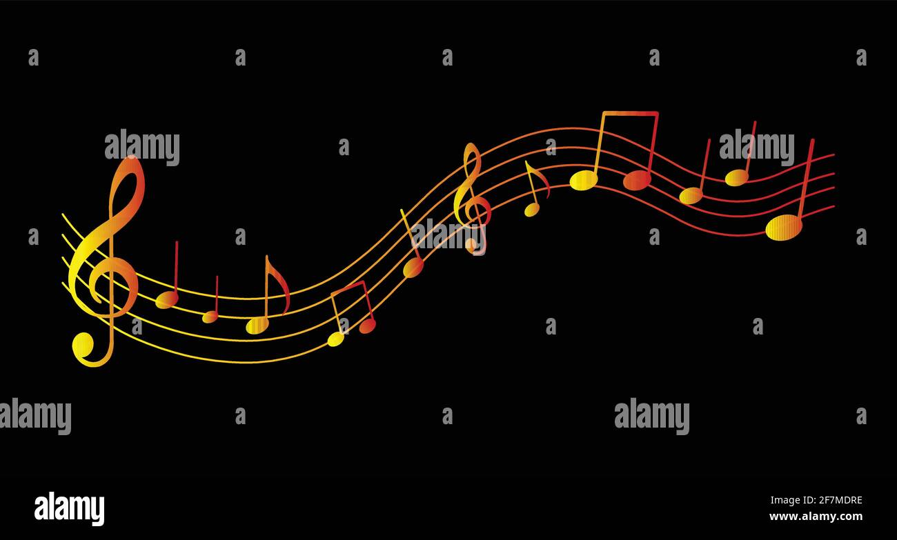 Golden Musik Noten Vektor, Musik Symbole Hintergrund Stock Vektor