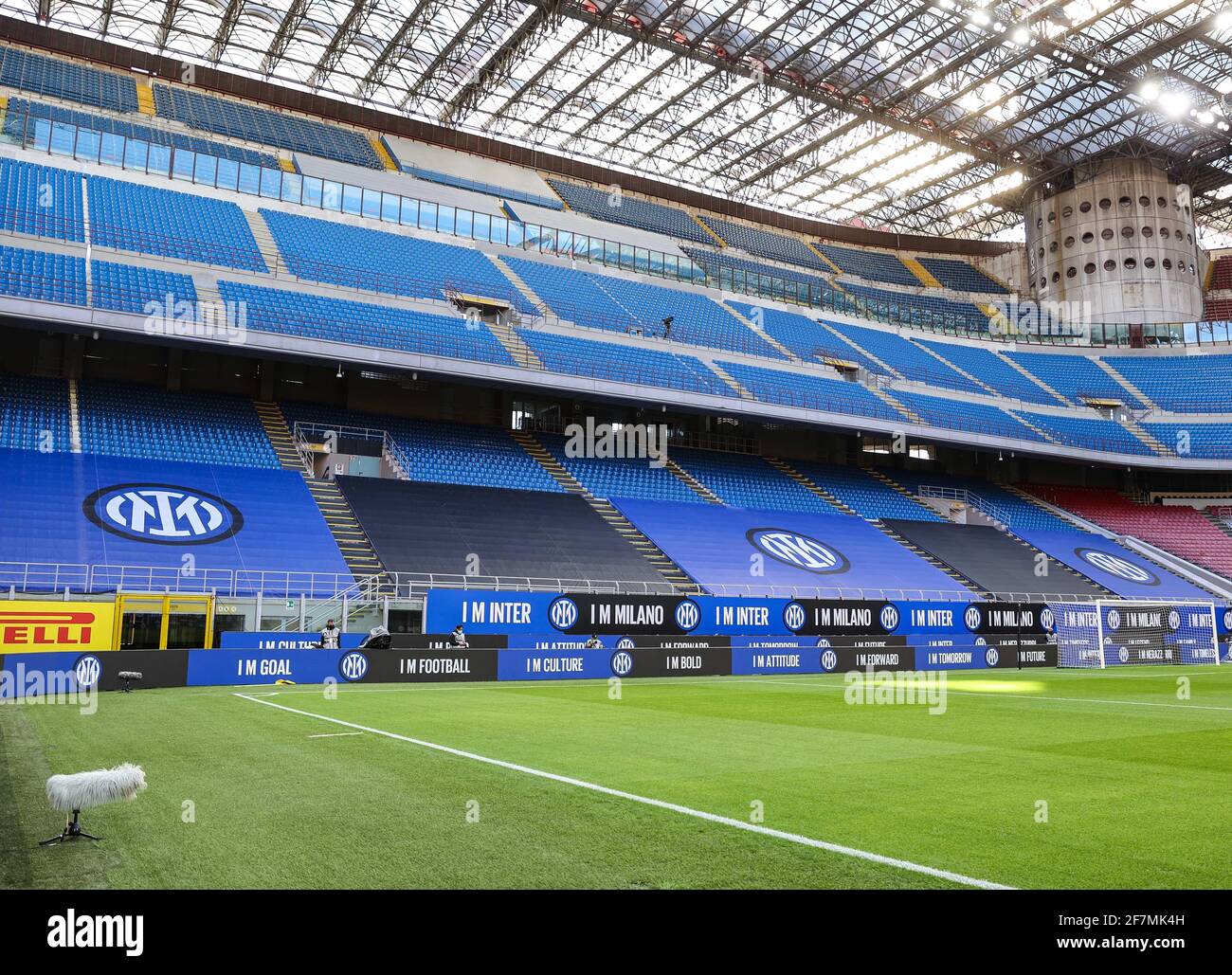 Neue Marke IMINTER während der italienischen Meisterschaft Serie A Fußballspiel zwischen FC Internazionale und US Sassuolo am 7. April 2021 im Giuseppe Meazza Stadion in Mailand, Italien - Foto Fabrizio Carabelli / Fabrizio Carabelli Images / DPPI Stockfoto