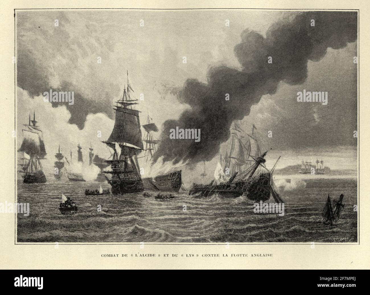 Die Aktion vom 8. Juni 1755 war eine Seeschlacht zwischen Frankreich und Großbritannien zu Beginn des französischen und indischen Krieges. Die Briten eroberten vor Cape Ray, Neufundland, die drittplatzenden französischen Schiffe Alcide und Lys Stockfoto Die Aktion vom 8. Juni 1755 war eine Seeschlacht zwischen Frankreich und Großbritannien zu Beginn des französischen und indischen Krieges. Die Briten eroberten vor Cape Ray, Neufundland, die drittplatzenden französischen Schiffe Alcide und Lys Stockfoto