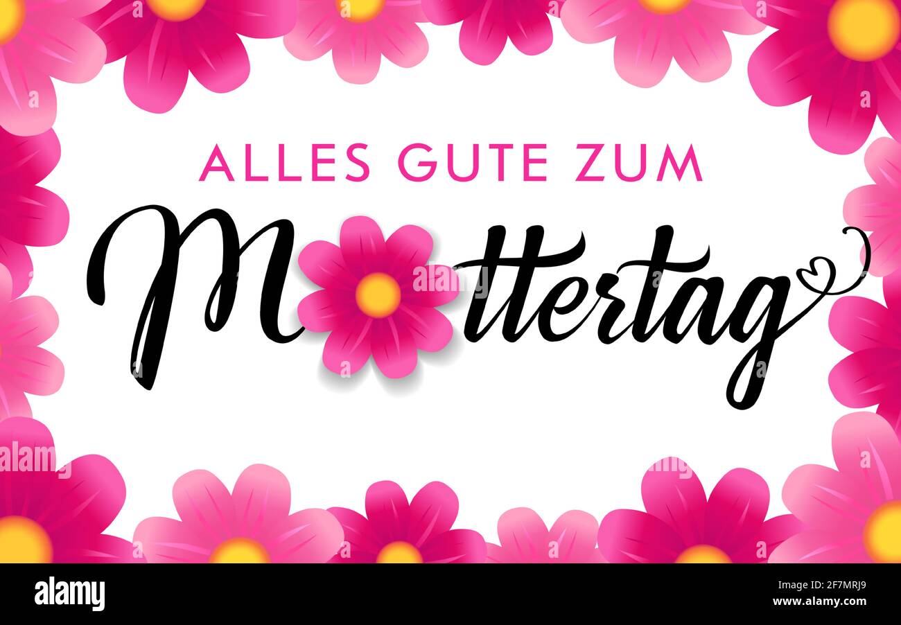 Alles gute zum Muttertag - Übersetzung aus dem Deutschen Happy Mothers day Gratzen Konzept. Dekorativer Kunststil. Dekoratives Poster zum Muttertag, Stock Vektor