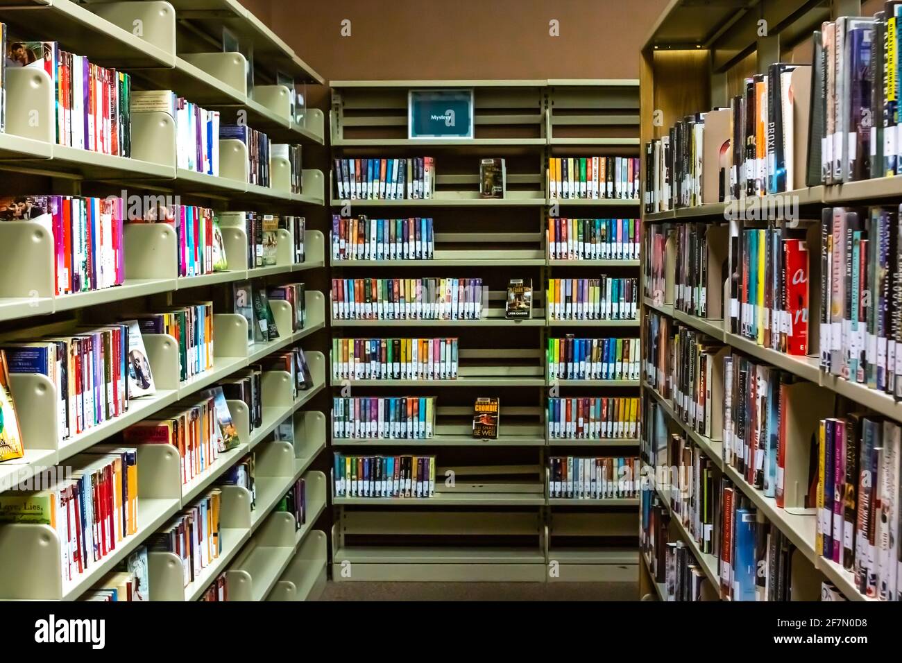 London, Ontario, Kanada - Februar 27 2021: Innenaufnahme des Sherwood Branch der London Public Library. Stockfoto