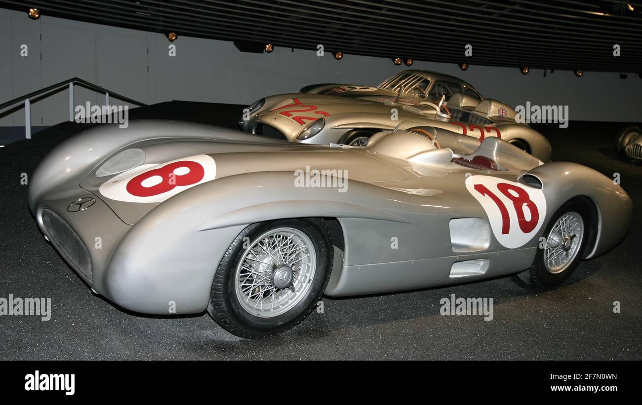 1955 Mercedes-Benz W196 R Stromlinker Rennwagen, Mercedes Museum, Stuttgart, Deutschland Stockfoto