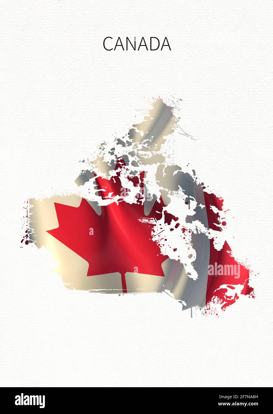 Kanada Karten und Flaggen. Nationale Symbole des Aquarellstils. Stockfoto