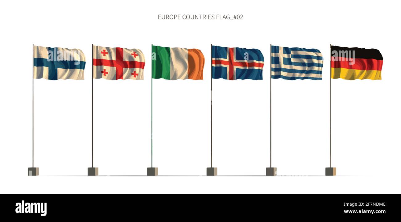 Europaflagge. 3D-Illustrationsvektor für europäische Länder. Stock Vektor