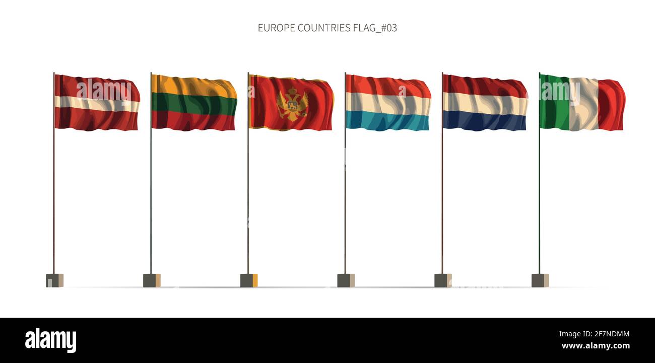 Europaflagge. 3D-Illustrationsvektor für europäische Länder. Stock Vektor