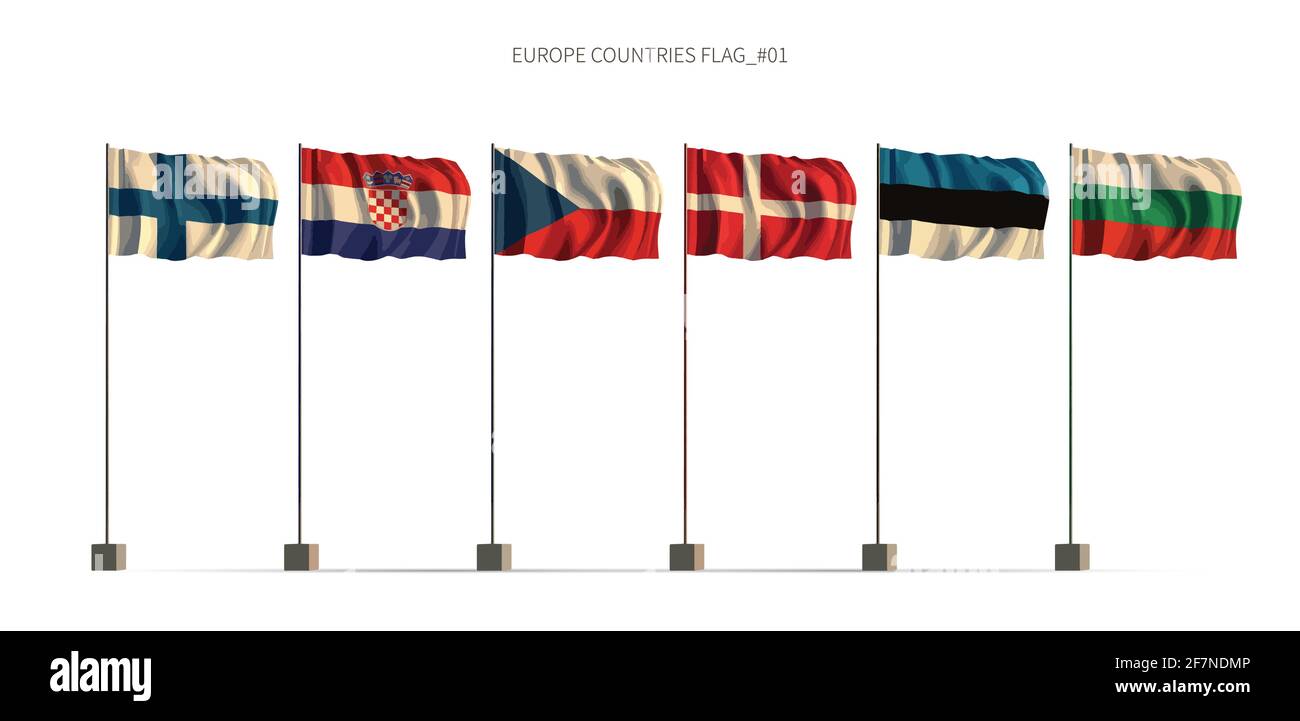 Europaflagge. 3D-Illustrationsvektor für europäische Länder. Stock Vektor