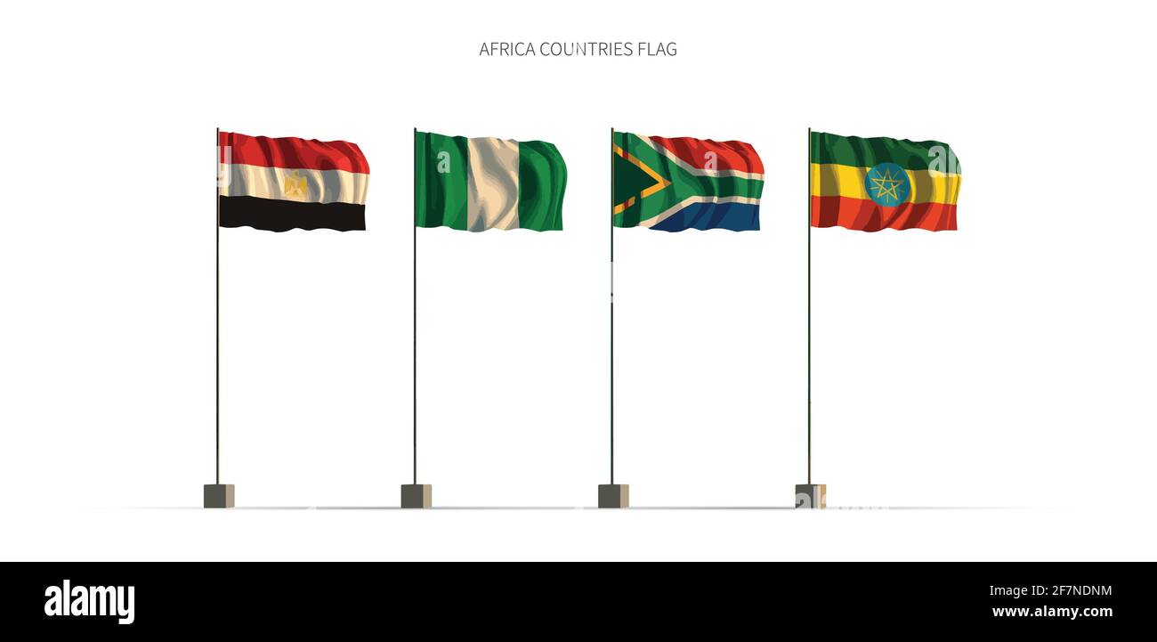 Flagge der afrikanischen Länder. Afrikanische Länder Flagge Serie 3d Illustration Vektor. Stock Vektor