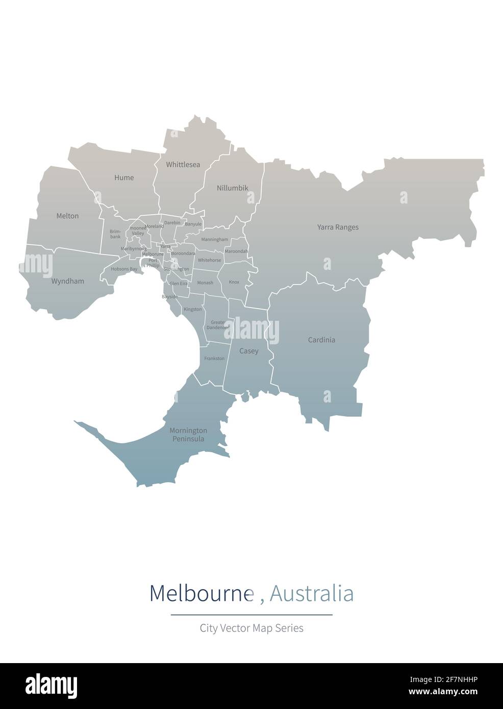 Melbourne Karte. vektorkarte der wichtigsten Stadt in Australien. Stock Vektor