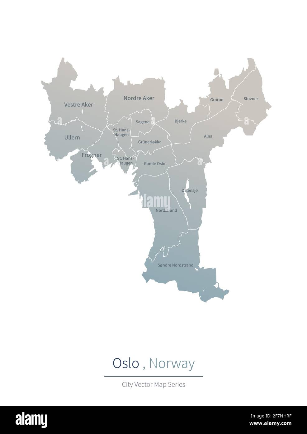 Oslo Karte. vektor-Karte der großen Stadt in Norwegen. Stock Vektor