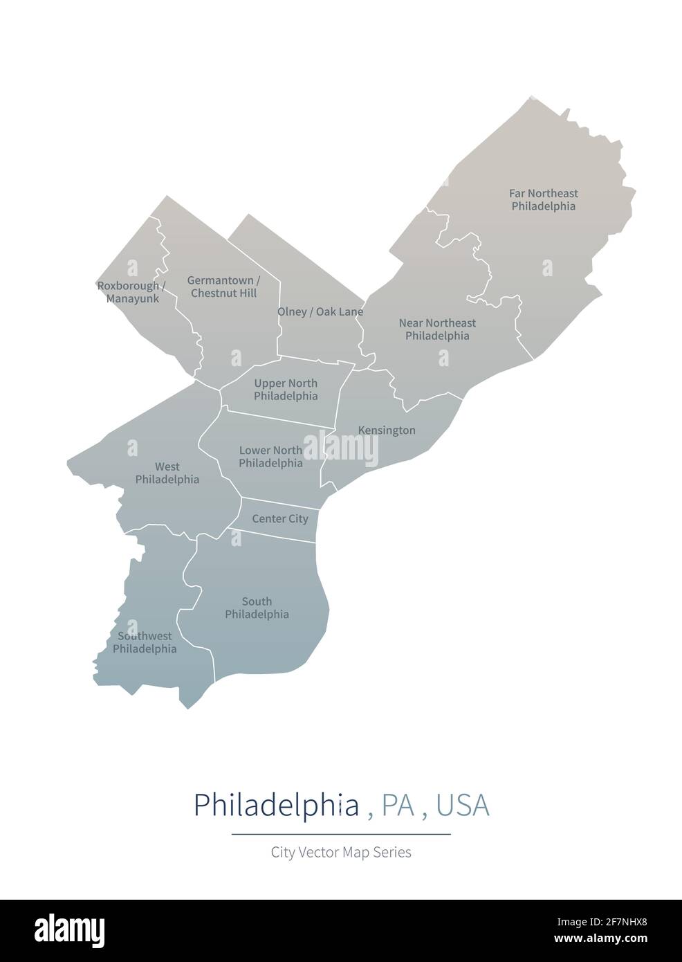 Pennsylvania Karte. vektor-Karte der großen Stadt in der Philadelpia. Stock Vektor