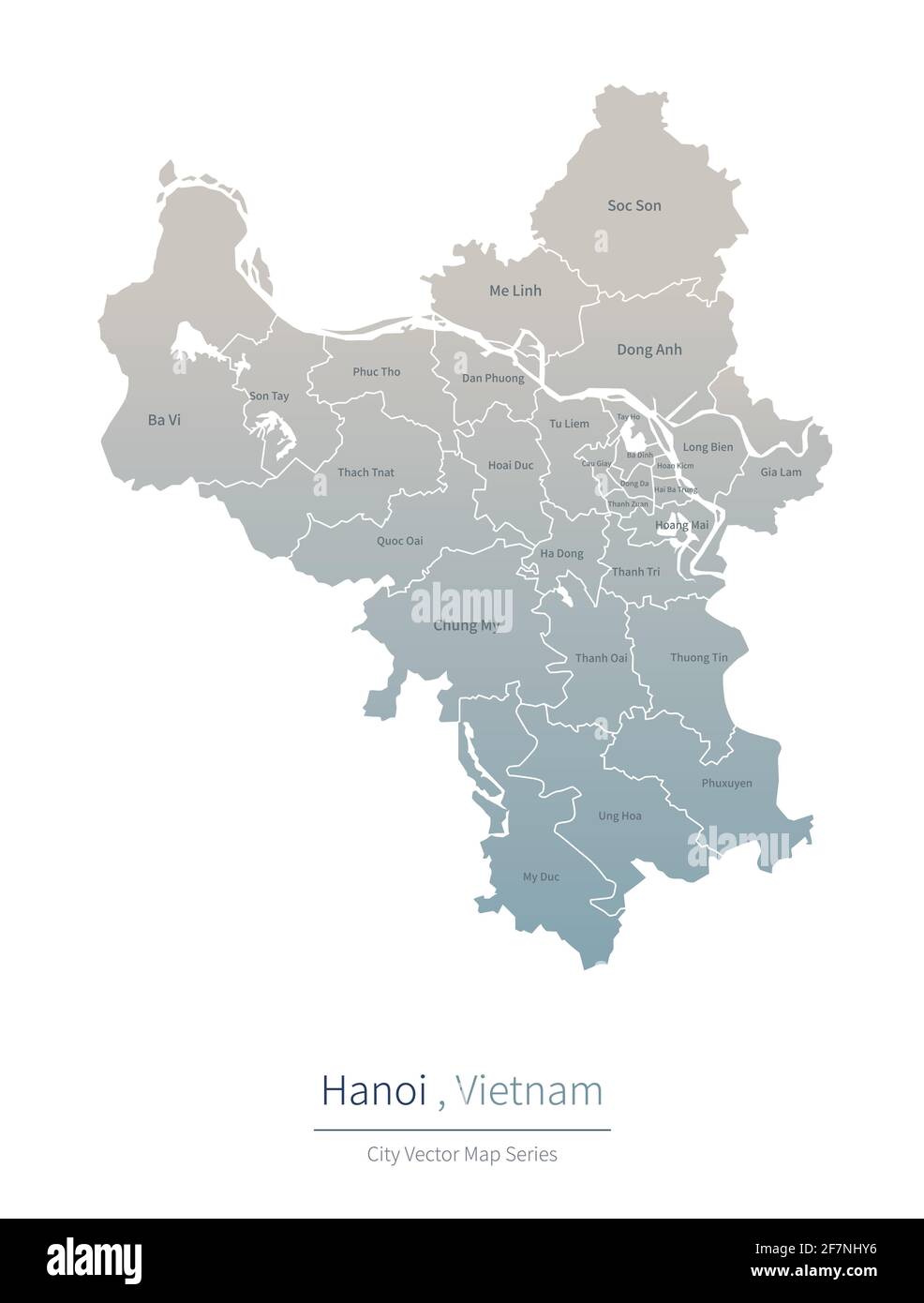 Hanoi Karte. vektor-Karte der großen Stadt in Vietnam. Stock Vektor