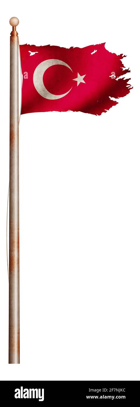 Abbildung der schmutzigen und zerrissenen Landesflagge / Türkei Stockfoto