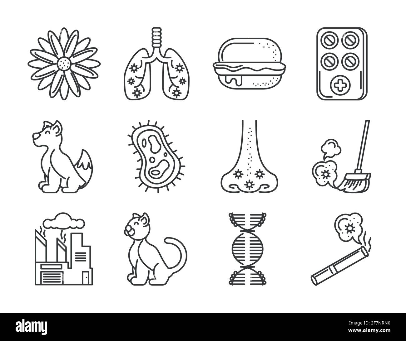 Asthmaauslöser eingestellt Stock Vektor