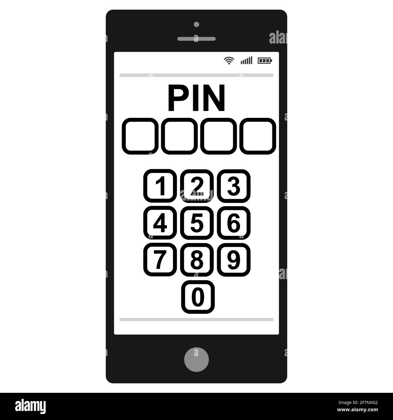 Eingabe eines PIN-Codes auf einem Smartphone, Vektor-PIN-Code persönliche Identifikationsnummer zum Schutz personenbezogener Daten Stock Vektor
