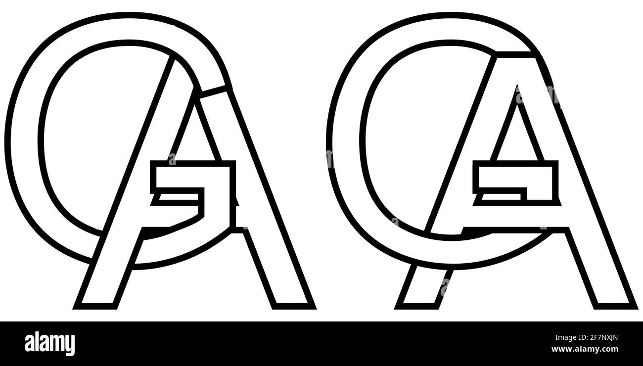 Logo Zeichen ga ag Symbol Zeichen Zeilensprungbuchstaben a, g Vektor Logo ga, ag erste Großbuchstaben Muster Alphabet g, a Stock Vektor
