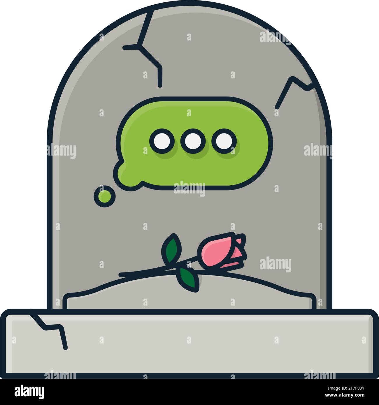 Grabstein mit leeren Textnachrichten Blase isoliert Vektor-Illustration für Planen Sie Ihren Epitaph-Tag am 2. November Stock Vektor