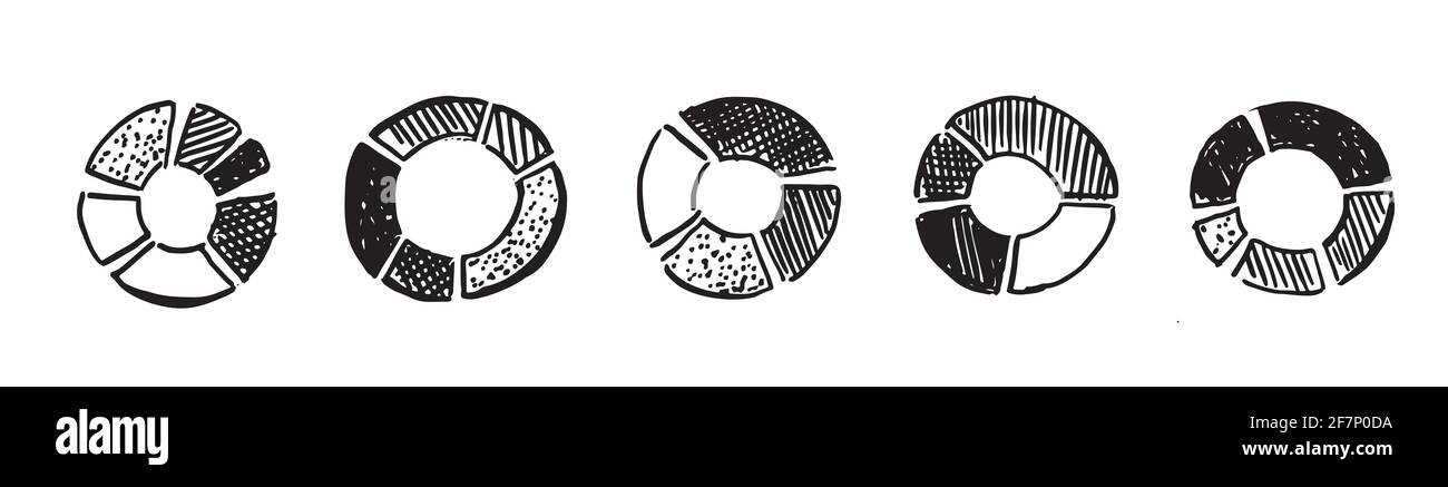 Symbole für Diagramme und Diagramme, von Hand gezeichnet festlegen. Vektor Stockfoto