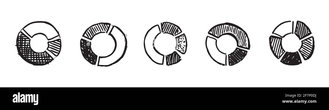 Symbole für Diagramme und Diagramme, von Hand gezeichnet festlegen. Vektor Stockfoto