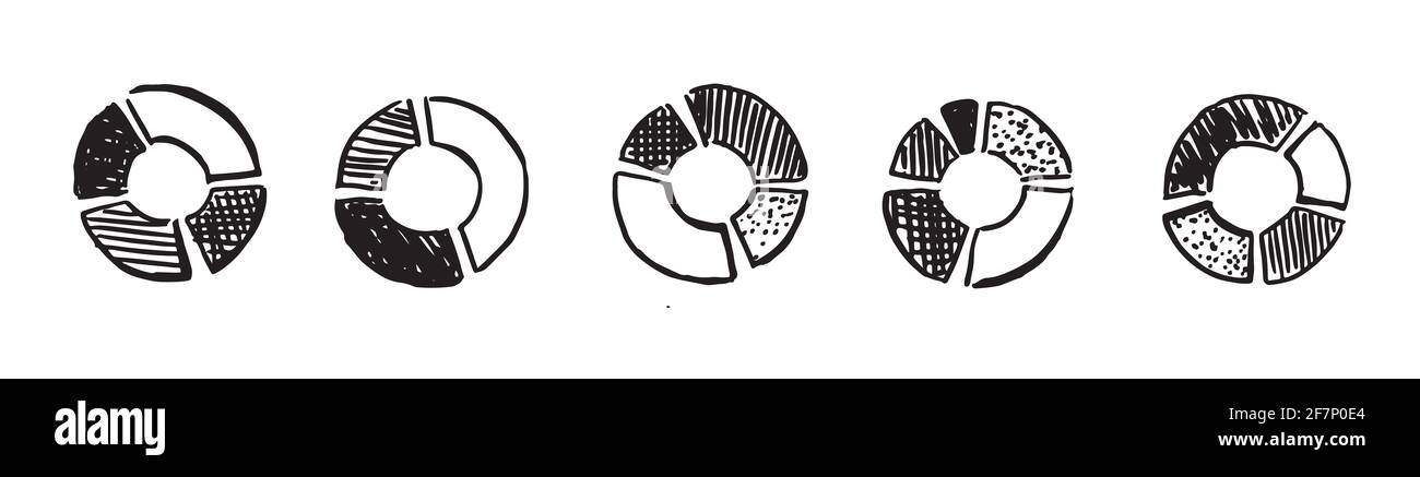 Symbole für Diagramme und Diagramme, von Hand gezeichnet festlegen. Vektor Stockfoto