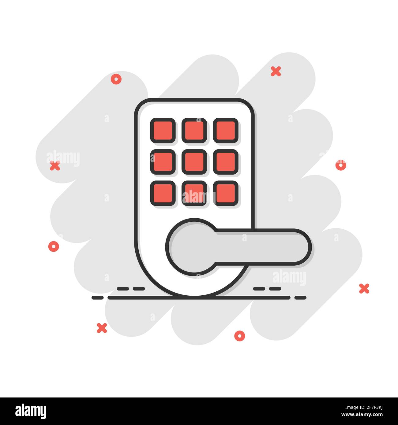 Drahtlose Türschloss zeichen Symbol im Comic-stil. Smart Home vektor Cartoon Illustration auf weißem Hintergrund isoliert. Remote System Business Konzept splas Stock Vektor