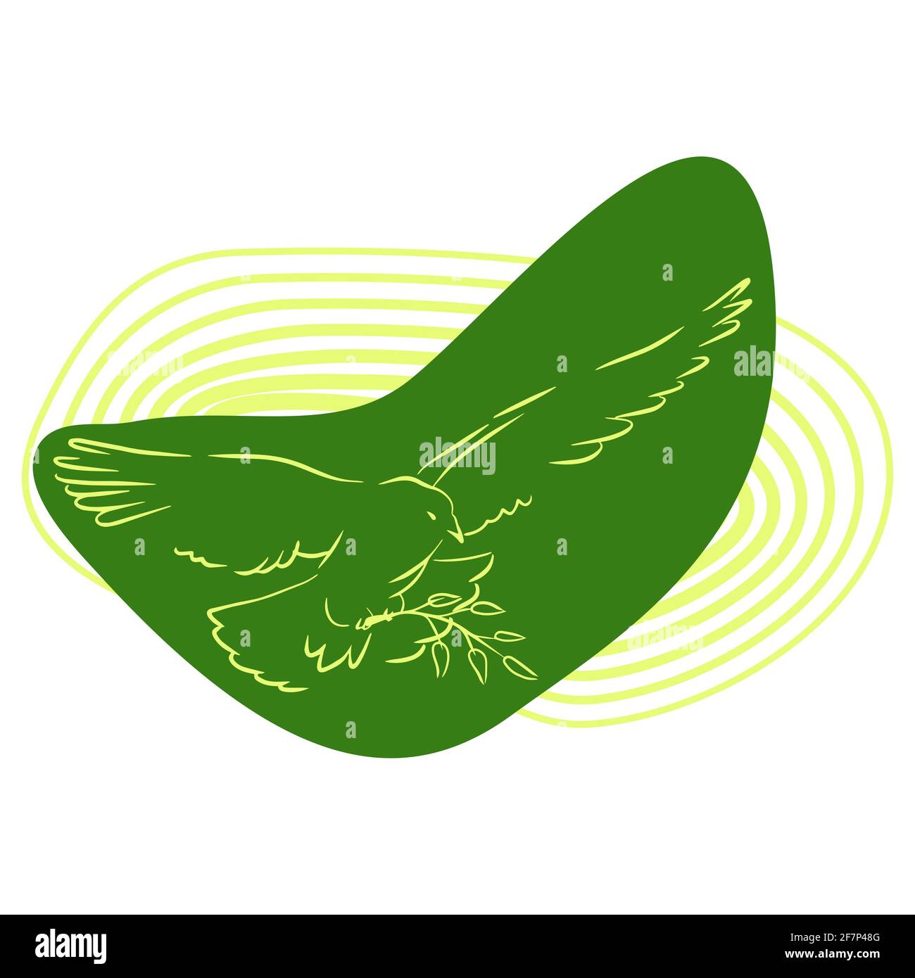 Taubenillustration auf abstrakter Form isoliert auf weißem Hintergrund Stock Vektor