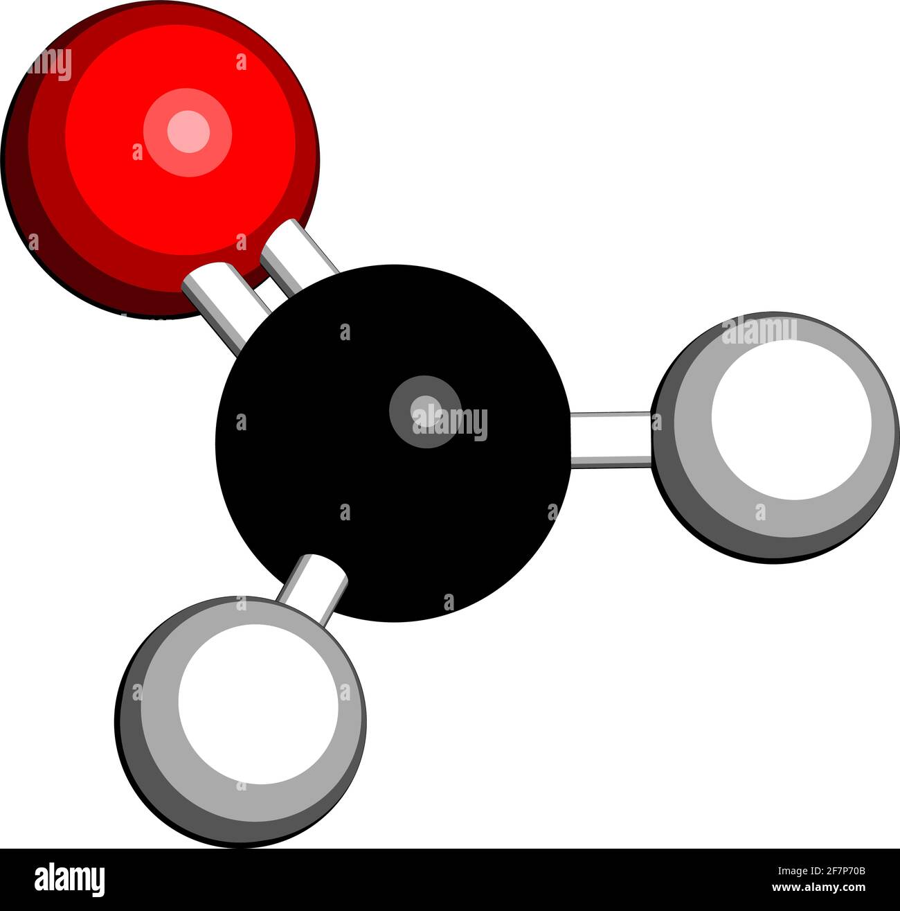 Formaldehyd (Methanal)-Molekül. Wichtiger Schadstoff in Innenräumen. 3D-Rendering. Atome werden als Kugeln mit konventioneller Farbkodierung dargestellt: Wasserstoff Stock Vektor