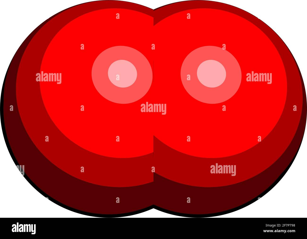 Elementares Sauerstoffmolekül (O2). 3D-Rendering. Atome werden als Kugeln mit herkömmlicher Farbkodierung dargestellt: Sauerstoff (rot). Stock Vektor