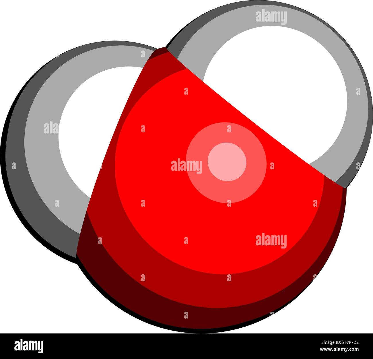 Wassermolekül (H2O). 3D-Rendering. Atome werden als Kugeln mit herkömmlicher Farbkodierung dargestellt: Wasserstoff (weiß), Sauerstoff (rot). Stock Vektor