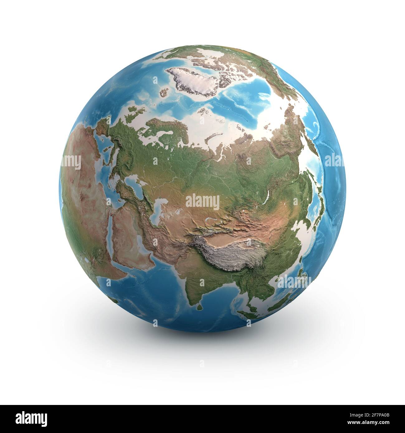 Planet Erdkugel, isoliert auf Weiß. Geographie der Welt aus dem All, fokussiert auf Russland und die arktische Region - Elemente, die von der NASA eingerichtet wurden Stockfoto