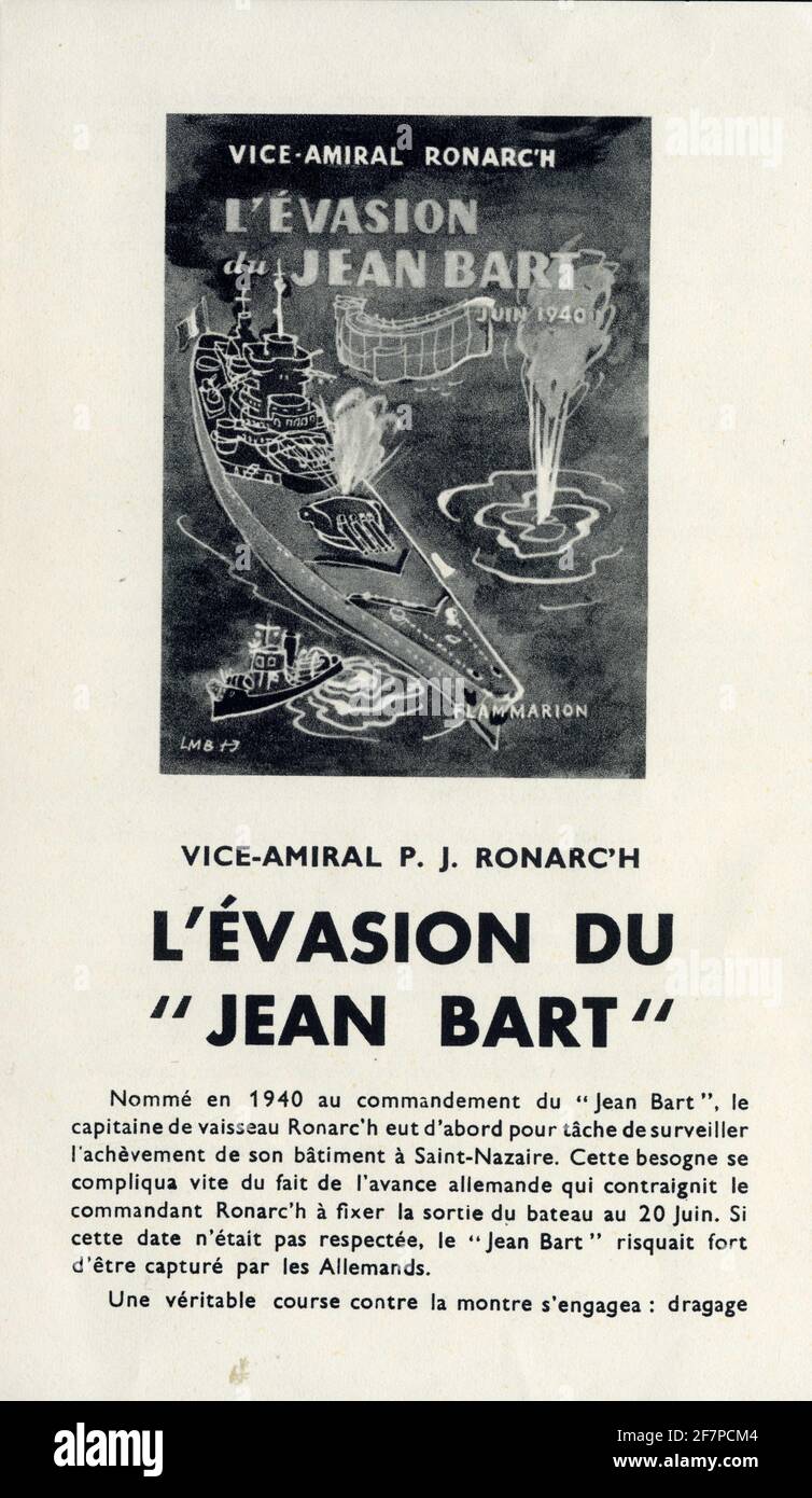Carte publicitaire L'evasion du Jean Bart de Vice-amiral P.J. Ronarc'h Stockfoto