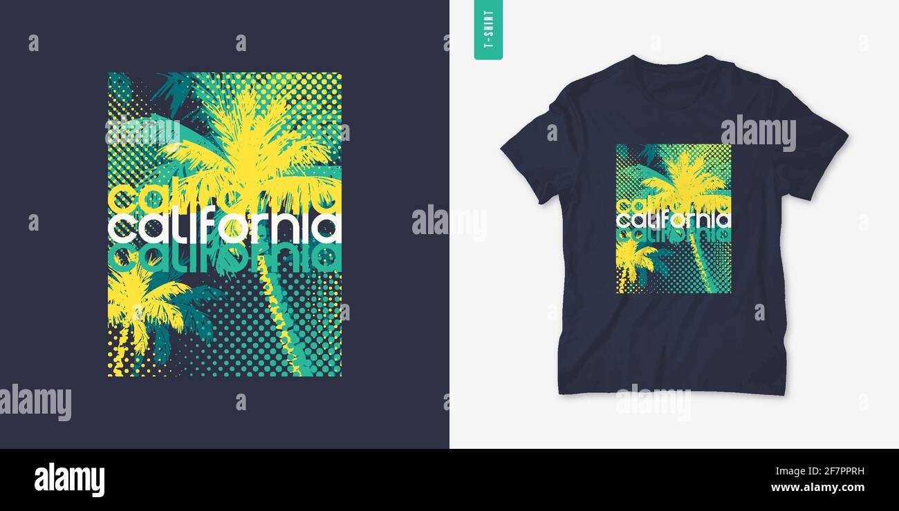 California Grafik T-Shirt-Design, Typografie Druck, Vektor-Illustration Stock Vektor