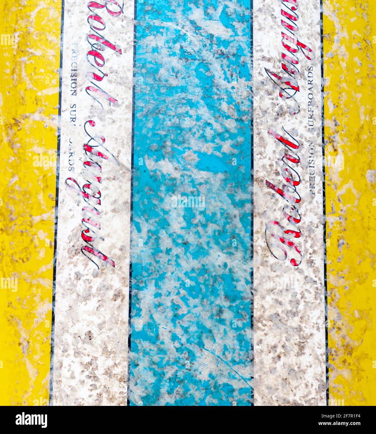 Detailbild eines gebrauchten Surfbretts Stockfoto