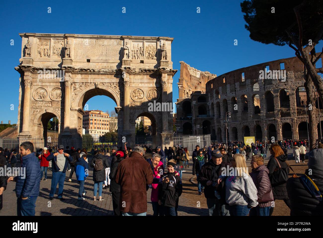 Blick auf den Bogen von Constantine, Rom, Italien Stockfoto