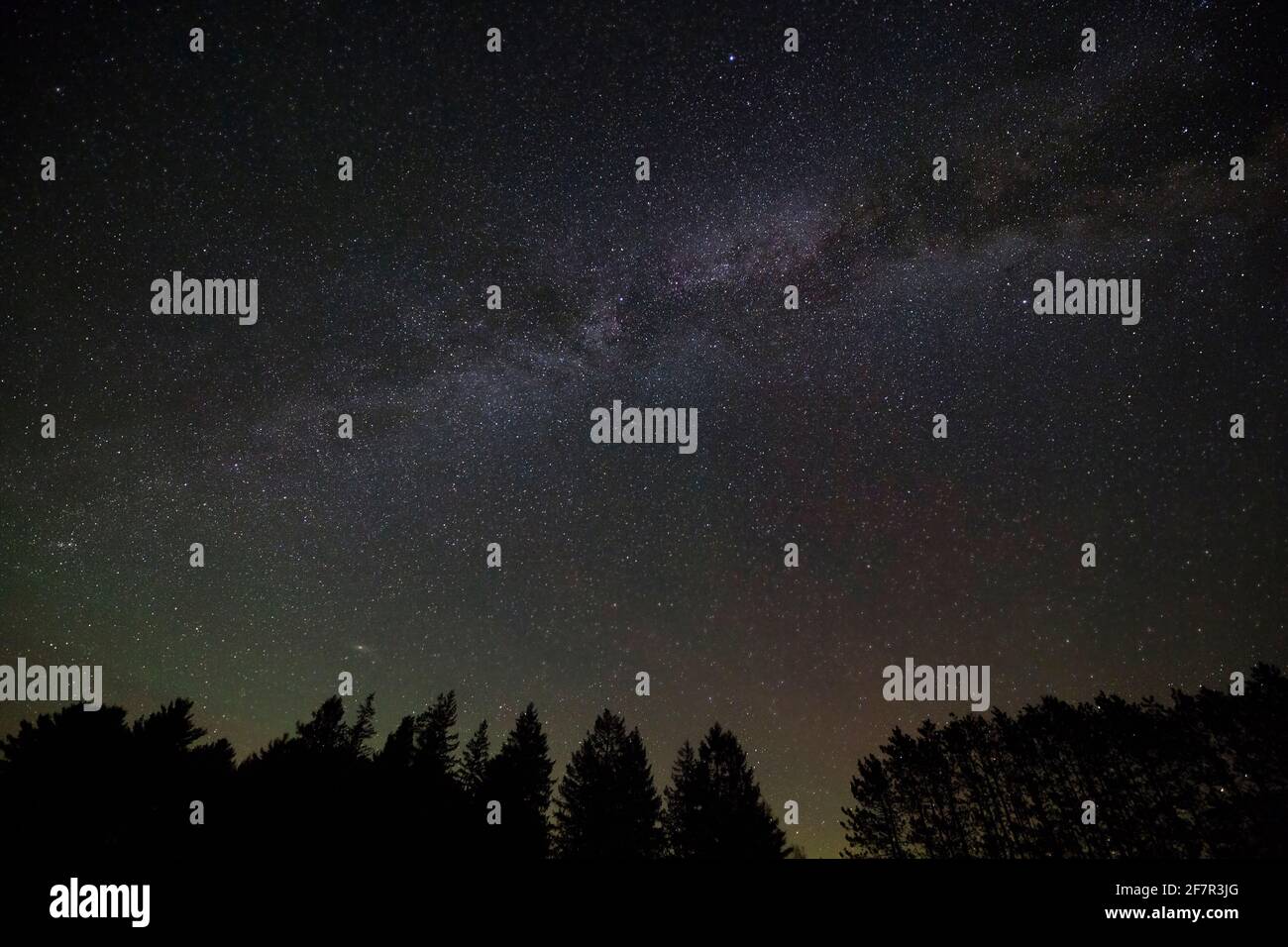 Die Milchstraße, Sternschnuppen und Planeten leuchten über dem Cherry Springs Dark Skies Park und dem Astrologie-Aussichtspunkt in COUDERSPORT, Pennsylvania. Stockfoto