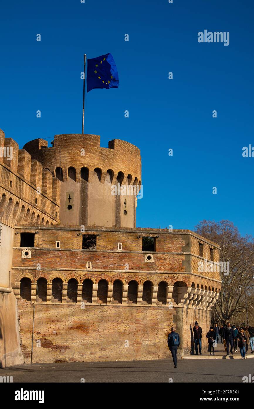 Blick auf Castel Sant'Angelo, Lungotevere Castello, Roma, Italien Stockfoto