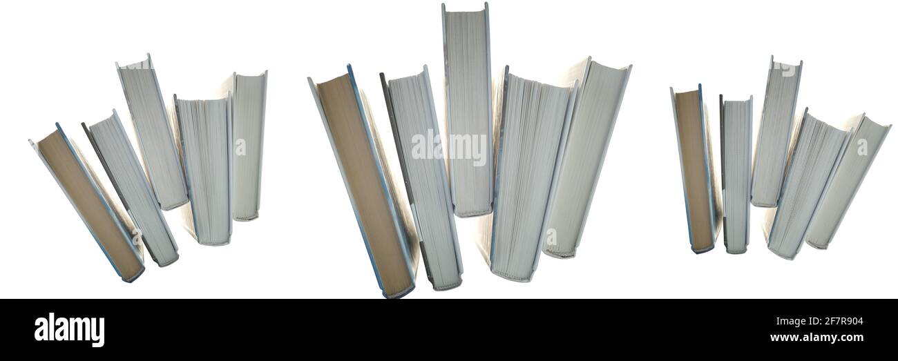Buch Banner.Bücher Set isoliert auf weißem Hintergrund.Lesen von Büchern und Literatur. Studium und Bildung Stockfoto