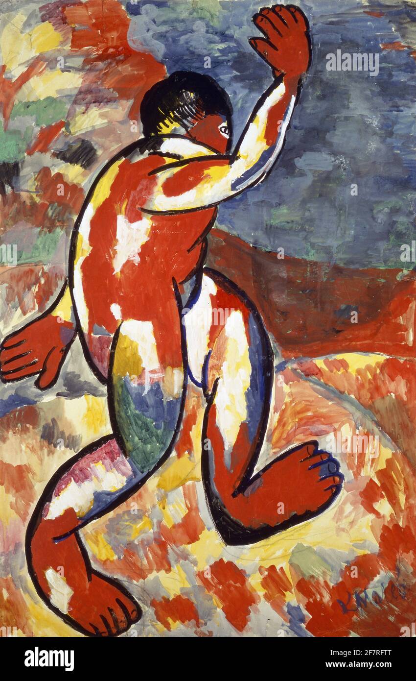 Kasimir Malewitsch. Gemälde mit dem Titel „Bather“ des russischen Avantgardekünstlers Kasimir Severinovich Malewitsch (1879-1935), Gouache auf Papier, 1911 Stockfoto