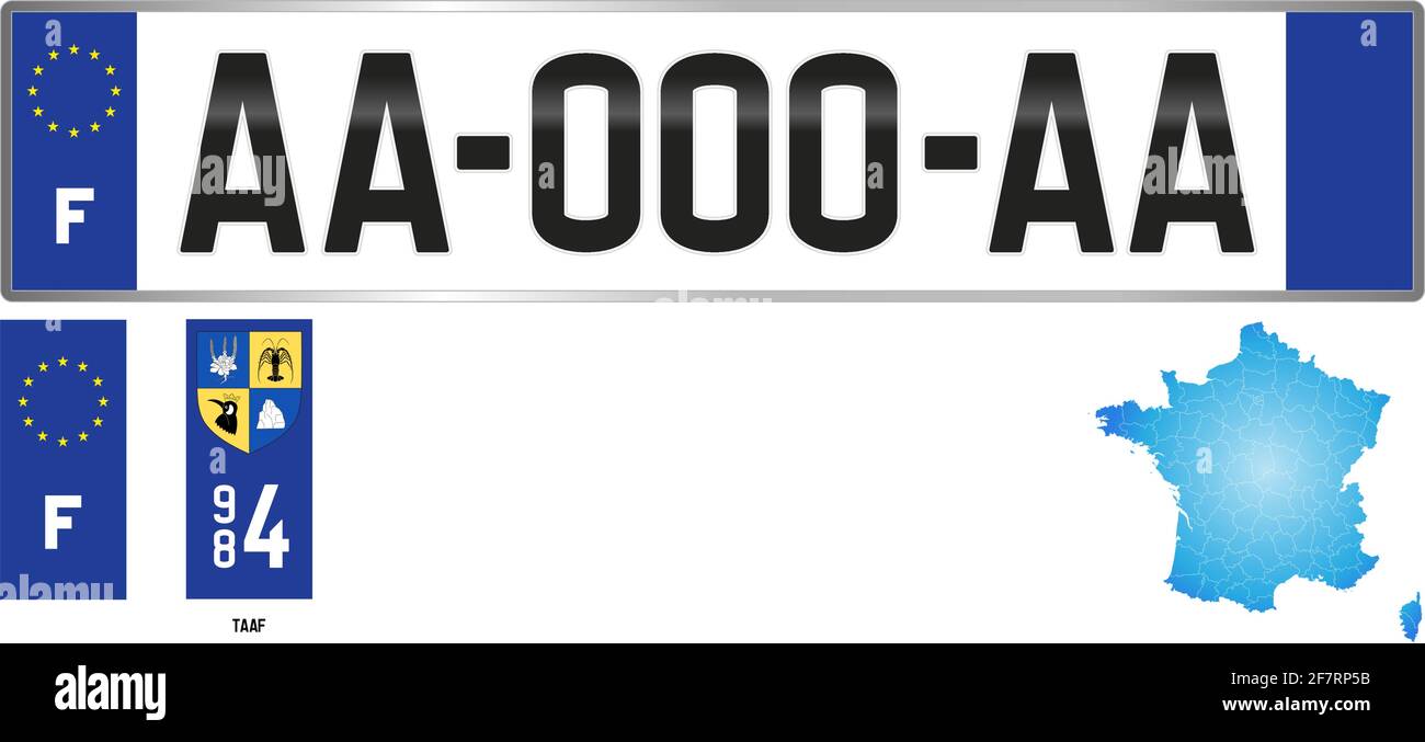 TAAF, französische Süd- und Antarktisgebiete, Frankreich, vorlage für regionales Kennzeichen der französischen Region, Detail des Seitenlabels der Abteilung, Vektorgrafik Stock Vektor