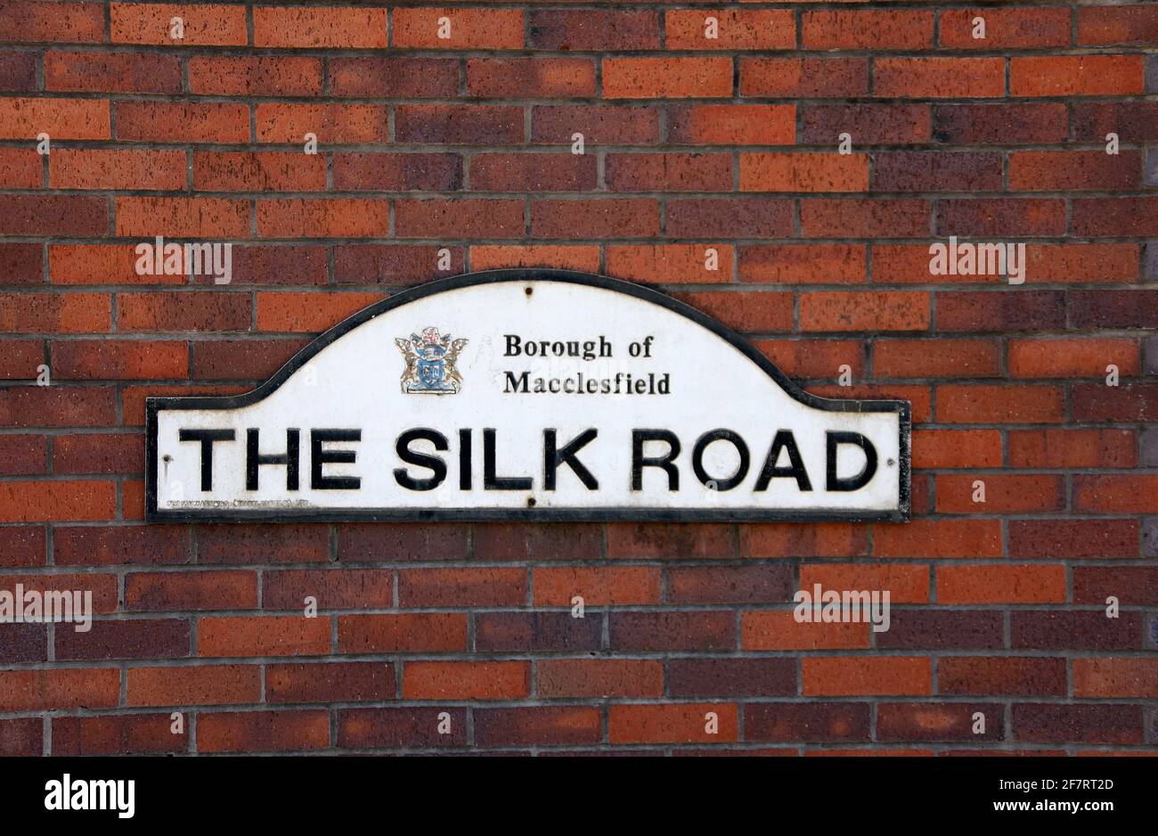 Das Schild der Seidenstraße in Macclesfield Stockfoto