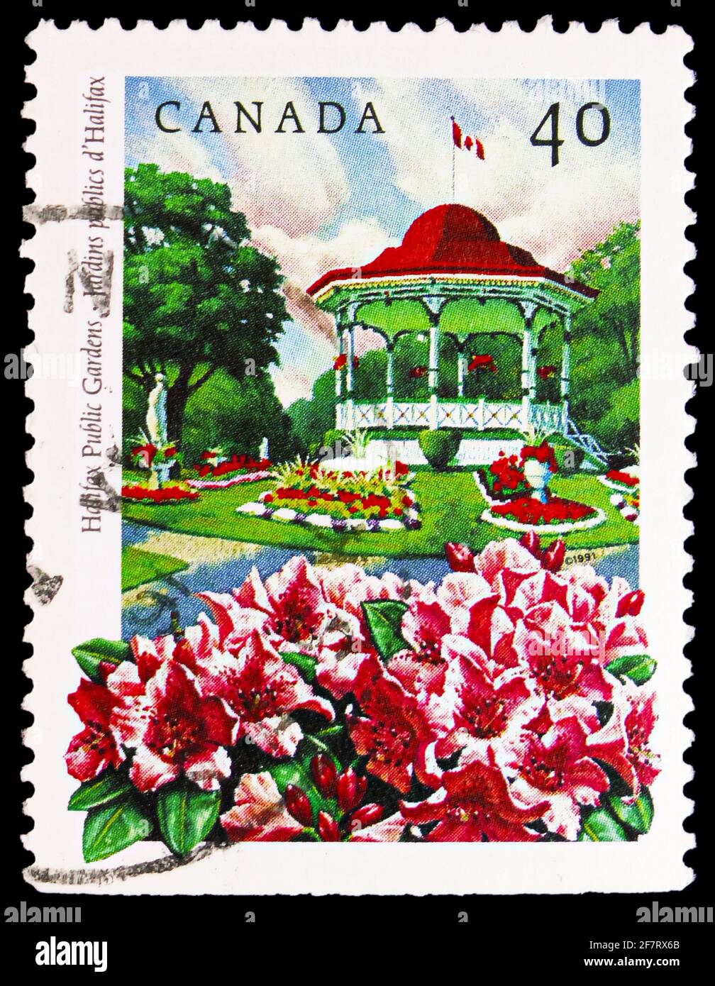 MOSKAU, RUSSLAND - 17. JANUAR 2021: Die in Kanada gedruckte Briefmarke zeigt Halifax, Public Gardens Serie, um 1991 Stockfoto